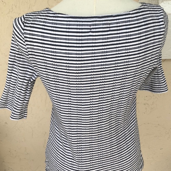 Esprit vintage top 90s stripe navy top 3/4 sleeves women’s juniors large Lycra - Picture 5 of 7